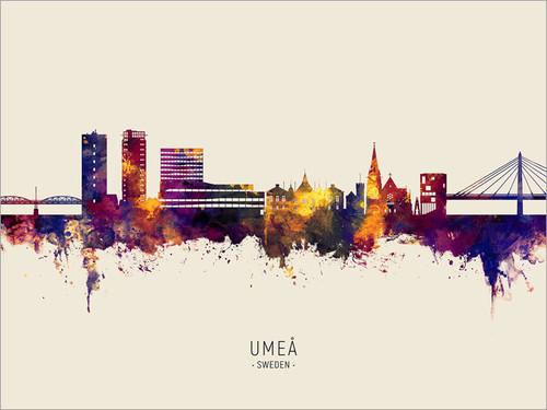 Umeå Sweden Skyline Cityscape Poster Art Print