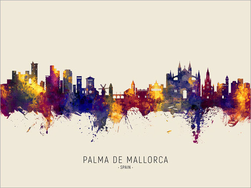 Palma de Mallorca Spain Skyline Cityscape Poster Art Print