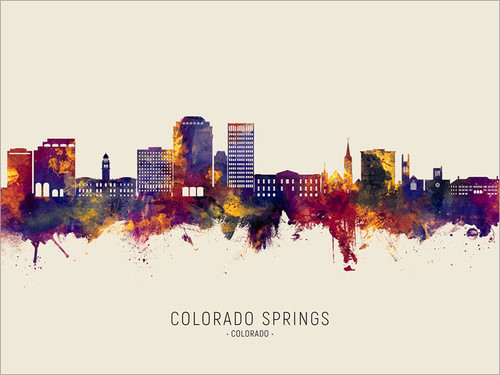 Colorado Springs Colorado Skyline Cityscape Poster Art Print