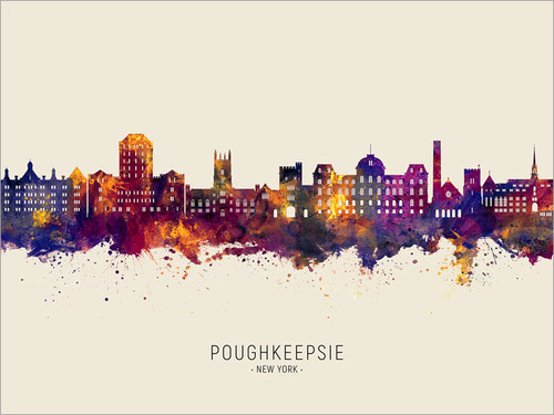 Poughkeepsie New York Skyline Cityscape Poster Art Print