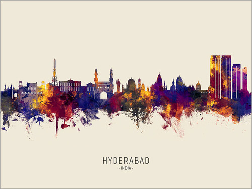 Hyderabad India Skyline Cityscape Poster Art Print