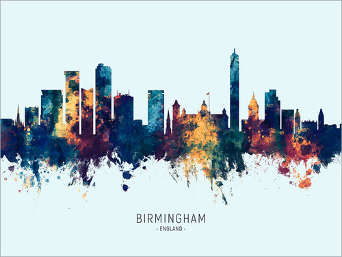 Birmingham England Skyline Cityscape Poster Art Print