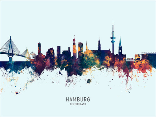 Hamburg Germany Skyline Cityscape Poster Art Print