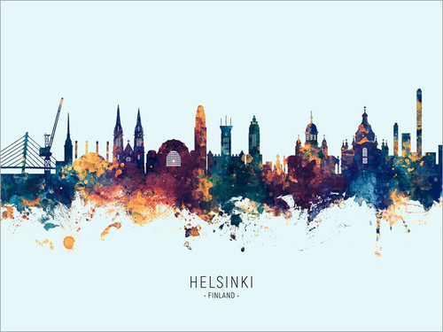 Helsinki Finland Skyline Cityscape Poster Art Print