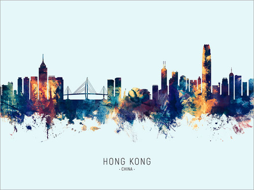 Hong Kong China Skyline Cityscape Poster Art Print