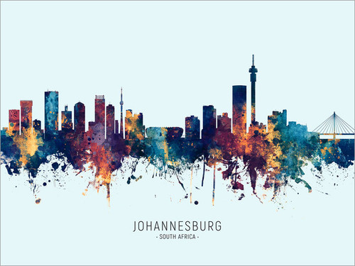 Johannesburg South Africa Skyline Cityscape Poster Art Print