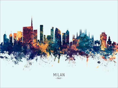 Milan Italy Skyline Cityscape Poster Art Print