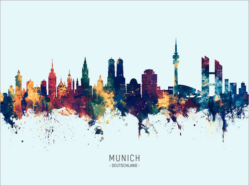 Munich Germany Skyline Cityscape Poster Art Print