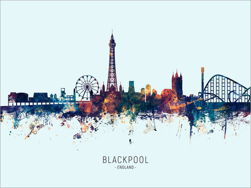 Blackpool England Skyline Cityscape Poster Art Print