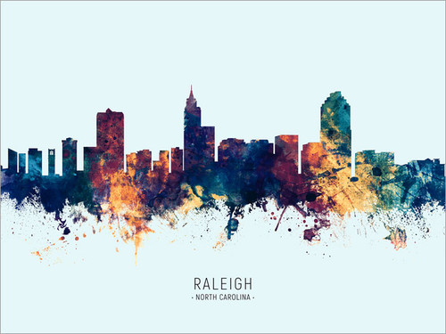 Raleigh North Carolina Skyline Cityscape Poster Art Print