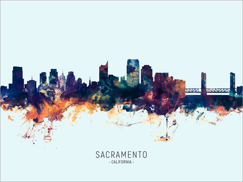 Sacramento California Skyline Cityscape Poster Art Print