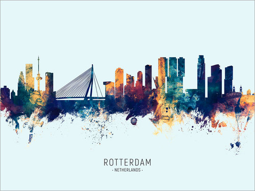 Rotterdam Netherlands Skyline Cityscape Poster Art Print