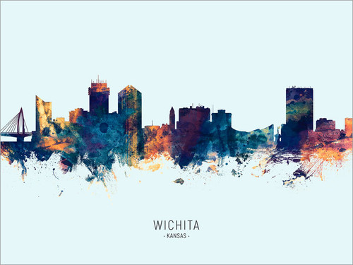 Wichita Kansas Skyline Cityscape Poster Art Print