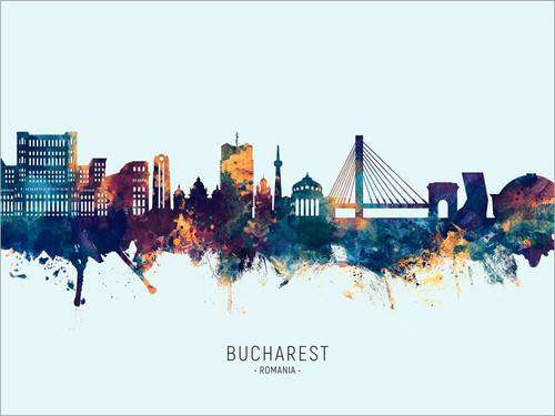 Bucharest Romania Skyline Cityscape Poster Art Print