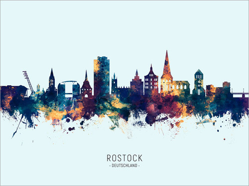 Rostock Deutschland Skyline Cityscape Poster Art Print