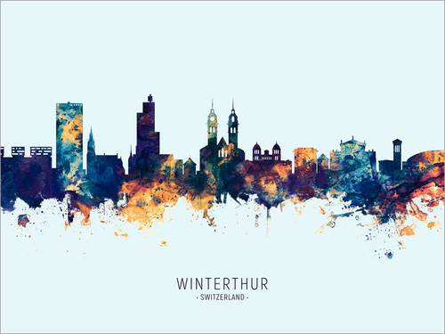 Winterthur Switzerland Skyline Cityscape Poster Art Print