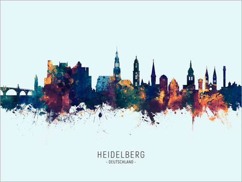 Heidelberg Deutschland Skyline Cityscape Poster Art Print