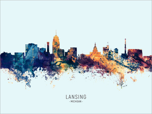 Lansing Michigan Skyline Cityscape Poster Art Print