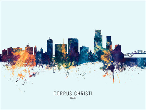 Corpus Christi Texas Skyline Cityscape Poster Art Print