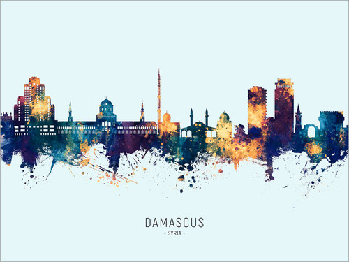 Damascus Syria Skyline Cityscape Poster Art Print