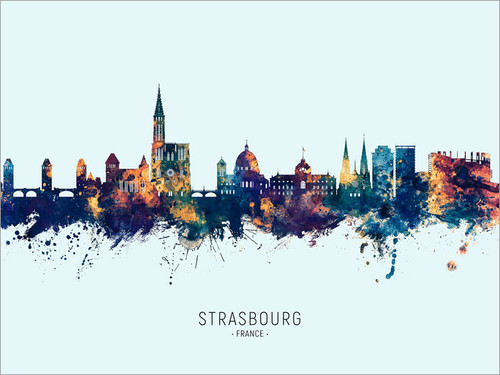 Strasbourg France Skyline Cityscape Poster Art Print