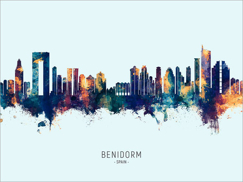 Benidorm Spain Skyline Cityscape Poster Art Print