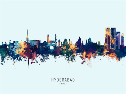 Hyderabad India Skyline Cityscape Poster Art Print