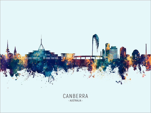 Canberra Australia Skyline Cityscape Poster Art Print
