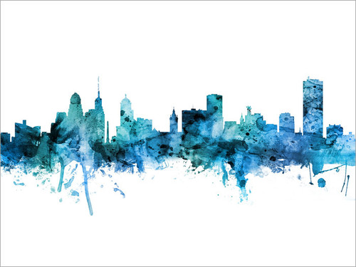 Buffalo New York Skyline Cityscape Poster Art Print