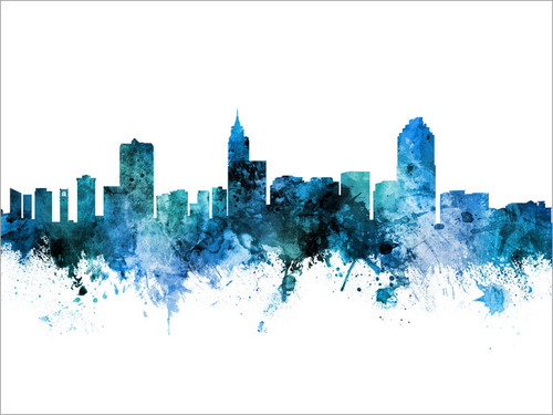 Raleigh North Carolina Skyline Cityscape Poster Art Print