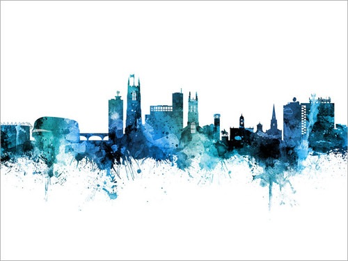 Derby England Skyline Cityscape Poster Art Print