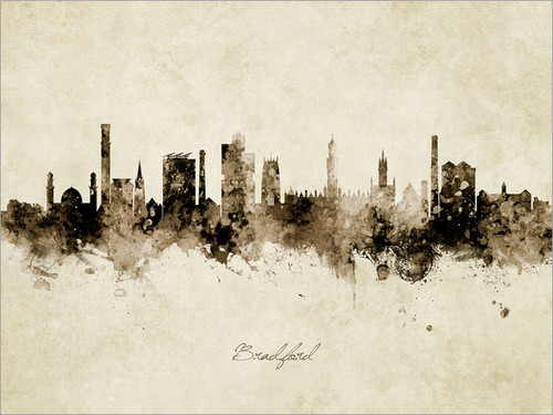 Bradford England Skyline Cityscape Poster Art Print