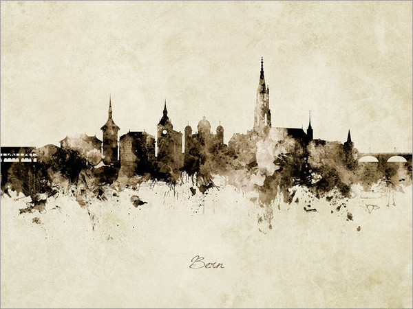 Bern Switzerland Skyline Cityscape Poster Art Print