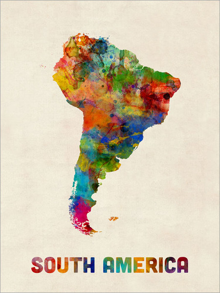 South America Map Poster Art Print