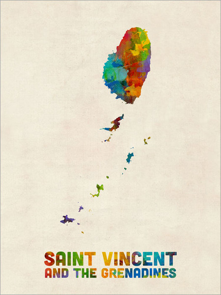 Saint Vincent Map Poster Art Print