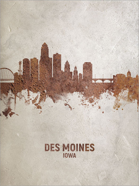 Des Moines Iowa Skyline Cityscape Poster Art Print