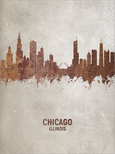 Chicago Illinois Skyline Cityscape Poster Art Print