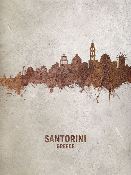 Santorini Greece Skyline Cityscape Poster Art Print