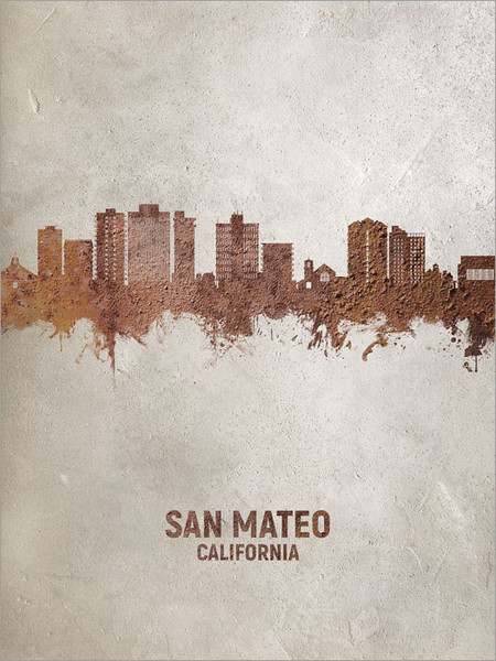 San Mateo California Skyline Cityscape Poster Art Print