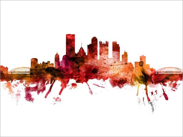 Pittsburgh Pennsylvania Skyline Cityscape Poster Art Print