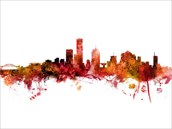 Milwaukee Wisconsin Skyline Cityscape Poster Art Print