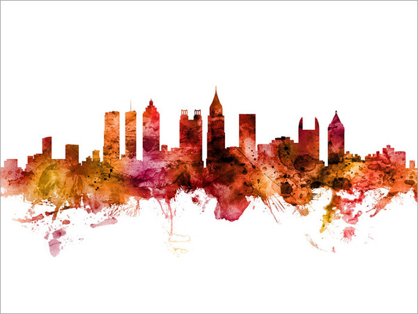 Atlanta Georgia Skyline Cityscape Poster Art Print