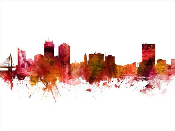 Wichita Kansas Skyline Cityscape Poster Art Print