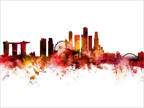 Singapore Singapore Skyline Cityscape Poster Art Print