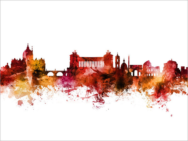 Rome Italy Skyline Cityscape Poster Art Print