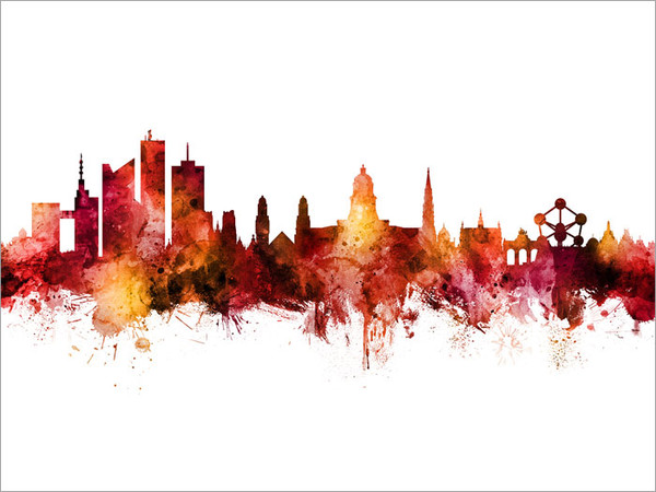 Brussels Belgium Skyline Cityscape Poster Art Print