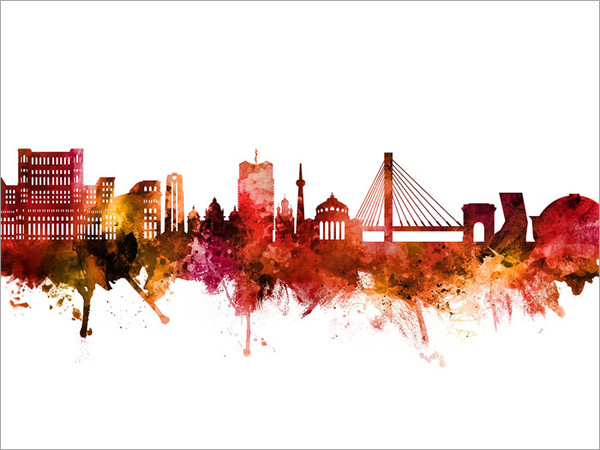 Bucharest Romania Skyline Cityscape Poster Art Print Bucharest Romania Skyline Cityscape Poster Art Print