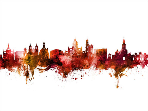 Jerez Spain Skyline Cityscape Poster Art Print Jerez Spain Skyline Cityscape Poster Art Print