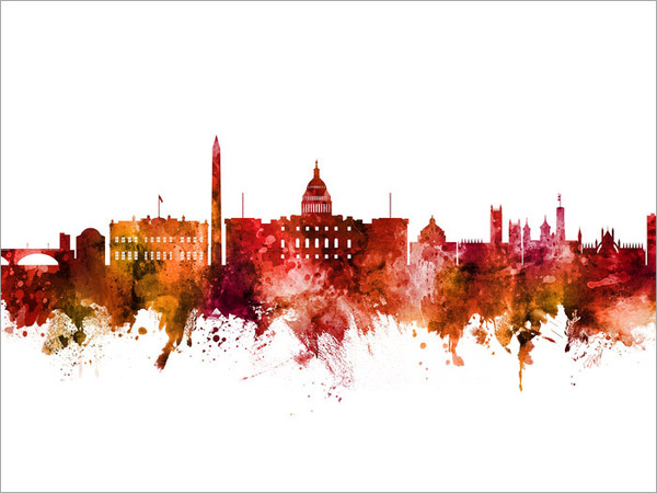 Washington DC Skyline Cityscape Poster Art Print