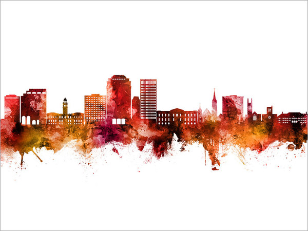 Colorado Springs Colorado Skyline Cityscape Poster Art Print